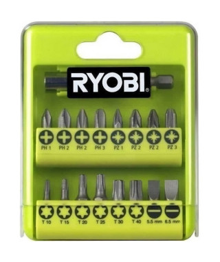 RYOBI - Boîte cristal 17 accessoires de vissage PH / PZ / SL / TX  boîte-présentoir  - RAK17SD