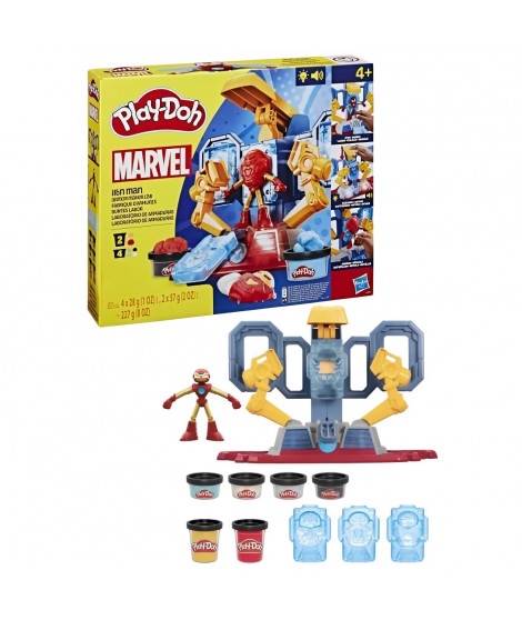 Play-Doh Iron Man Fabrique d'armures, coffret avec figurine Iron Man et pâte a modeler, des 4 ans, Marvel