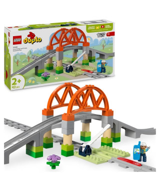 LEGO DUPLO Ma ville 10426 Set d'extension : Les rails et le pont du train - Jouets d'éveil
