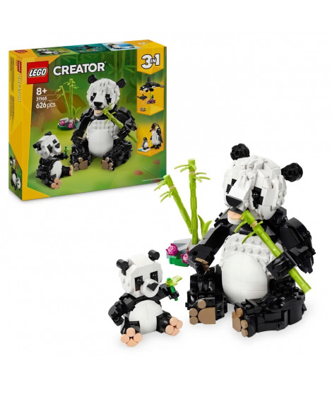 LEGO Creator 31165 3-en-1 Animaux sauvages : la famille de pandas Jeu pour fille des 8 ans