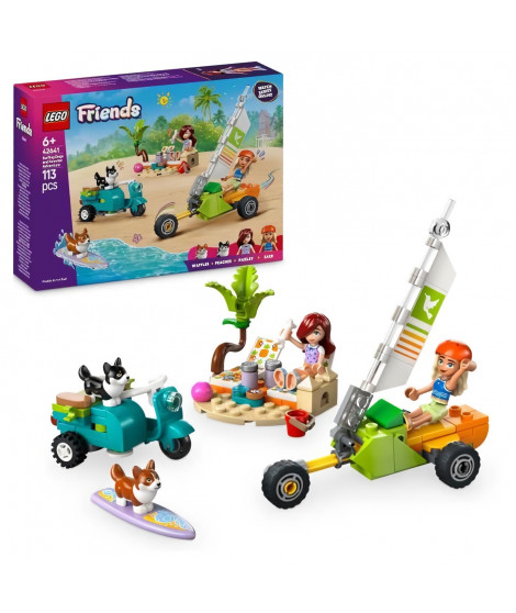 LEGO Friends 42641 Chiens surfeurs et aventures en scooter - Jouet interactif avec Corgis