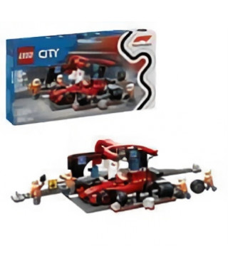 LEGO City 60443 Arret au stand de F1 avec voiture Ferrari - Jouet pour garçon des 6 ans