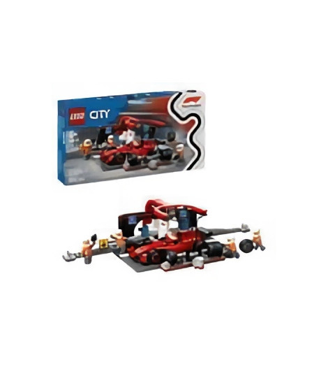 LEGO City 60443 Arret au stand de F1 avec voiture Ferrari - Jouet pour garçon des 6 ans