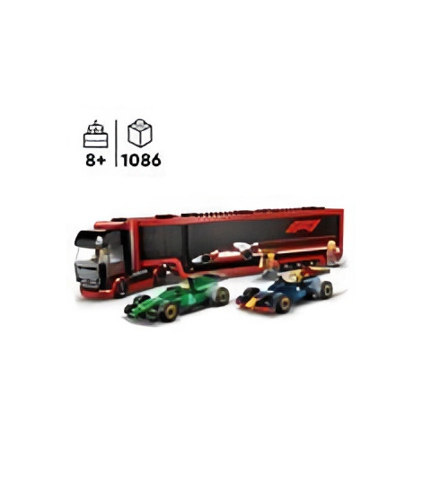 LEGO City 60445 Camion de F1 avec voitures de F1 RB20 et AMR24 - Jeu pour garçon des 8 ans