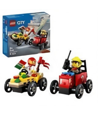 LEGO City 60458 Pack de bolides de course : camion de pizza contre camion de pompiers