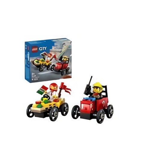 LEGO City 60458 Pack de bolides de course : camion de pizza contre camion de pompiers