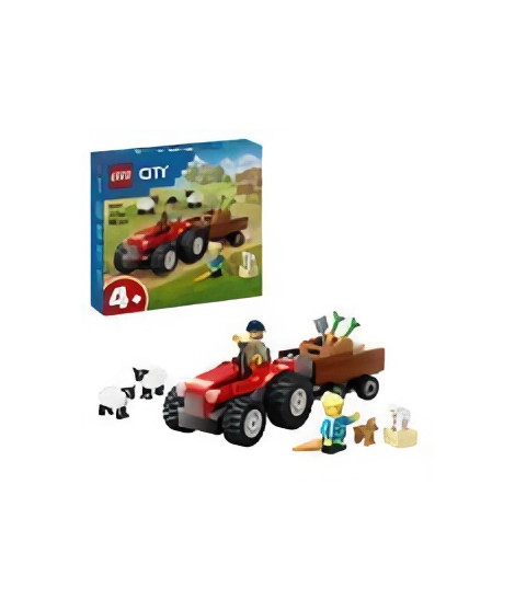 LEGO City 60461 Tracteur agricole rouge avec remorque et moutons - Jeu pour enfants 4 ans