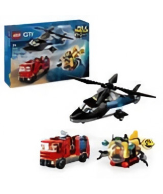 LEGO City 60462 Hélicoptere, camion de pompiers et sous marin modulable - Jouet des 7 ans