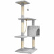 Arbre a chat - 40 x 40 x 110 cm - PALOMA - Gris - 3 plateformes, 1 corde, 1 niche , poteaux a griffer