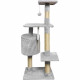 Arbre a chat - 40 x 40 x 110 cm - PALOMA - Gris - 3 plateformes, 1 corde, 1 niche , poteaux a griffer
