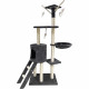 Arbre a chat - 79 x 34 x 138 cm - JIPSY - Gris foncé - 3 plateformes, 1 perchoir, 1 niche, 1 escalier, poteaux a griffer