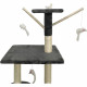 Arbre a chat - 79 x 34 x 138 cm - JIPSY - Gris foncé - 3 plateformes, 1 perchoir, 1 niche, 1 escalier, poteaux a griffer