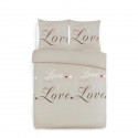 VISION Parure Housse de couette Flanelle Love 100% coton - 240x220 cm - Beige
