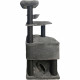GUILY Arbre a chat gris foncé- 50 x 50 x 141 cm - Gris foncé - 2 plateformes, 1 perchoir, 1 cabane, 1 rampe, 1 tunnel