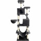 TAYLOR Arbre a chat - 60 x 50 x 206 cm - Gris foncé -  2 plateformes, 1 perchoir, 2 cabanes, 1 hamac