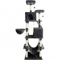 TAYLOR Arbre a chat - 60 x 50 x 206 cm - Gris foncé -  2 plateformes, 1 perchoir, 2 cabanes, 1 hamac