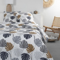 Parure de lit Sunshine - 2 personnes - 220 x 240 cm - 100% coton - Blanc Motif Tropical - TODAY