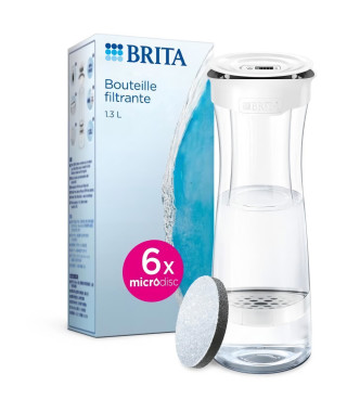Bouteille filtrante - BRITA - Blanc Graphite - 6 filtres MicroDisc inclus