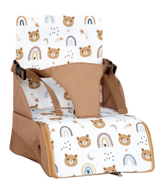 Rehausseur nomade - TINEO - 30 x 28 x 13 cm - Ultra Compact - Camel / Oursons