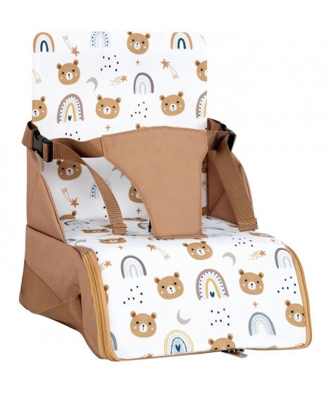 Rehausseur nomade - TINEO - 30 x 28 x 13 cm - Ultra Compact - Camel / Oursons