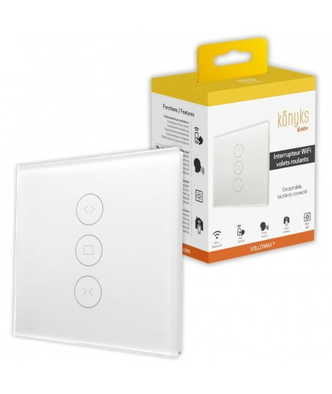 Interrupteur Wi-Fi+BT pour volets roulants, Rétroéclairage contrôlable - Konyks Vollo Max 3