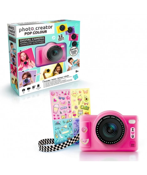 Canal Toys - Photo Creator -Appareil Photo Numérique Pop Couleur Rose- Avec carte SD 32Go incluse