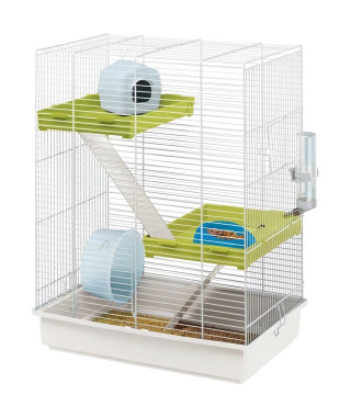 FERPLAST Cage Hamster Tris - 46x29x58 cm - Blanc - Pour hamster