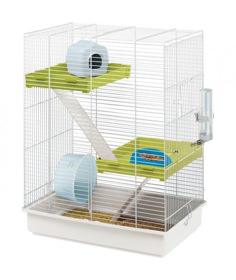 FERPLAST Cage Hamster Tris - 46x29x58 cm - Blanc - Pour hamster