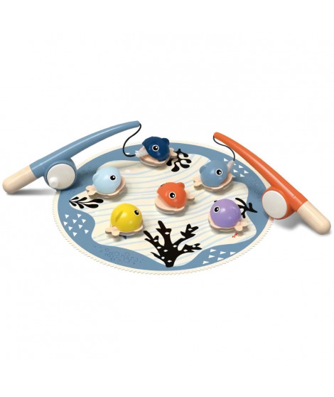 Attrape les Poissons - TOP BRIGHT - 6 Poissons Magnétiques - 2 Cannes a Peche - Tapis en Tissu