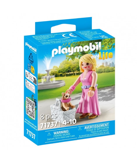 PLAYMOBIL 71737 Dame avec Chihuahua et panier transport