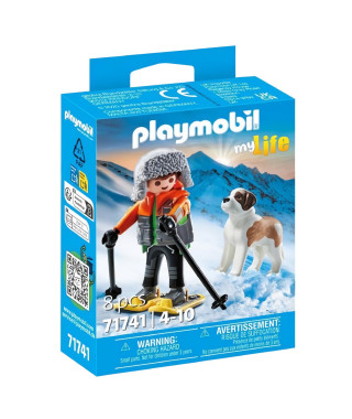 PLAYMOBIL 71741 Garçon en raquettes avec Saint Bernard