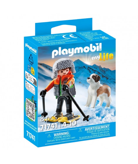 PLAYMOBIL 71741 Garçon en raquettes avec Saint Bernard