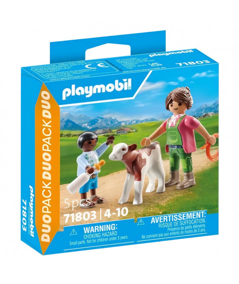 PLAYMOBIL 71803 Fermiere et enfant avec veau
