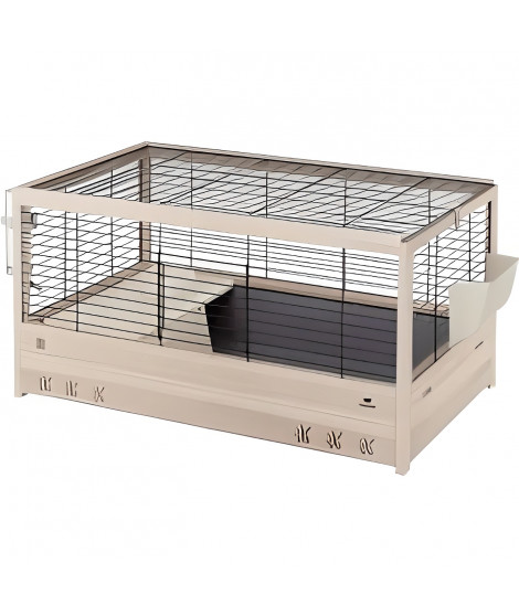 FERPLAST Cage ARENA 80 pour cochons d'inde - Bois de pin nordique - Normes FSC -  82 x 52 x 45,5 cm