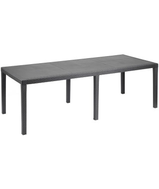 Table a manger outdoor Queen effet rotin - Anthracite - 220 x 90 x 72 cm