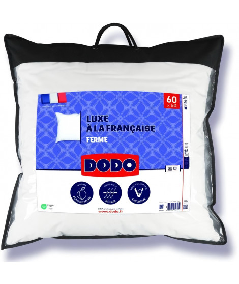 DODO - Oreiller - Luxe a la Française -  60 x 60 cm - 100% Polyester ADAPT'AIR - Blanc