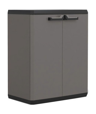 KETER | ARMOIRE BASSE PIU, Gris / Noir, 68 x 39 x 83 cm