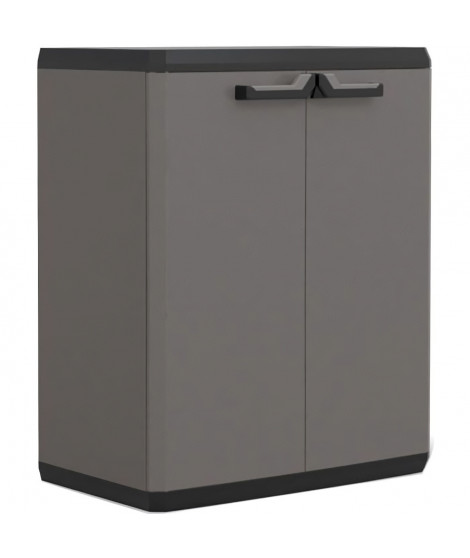 KETER | ARMOIRE BASSE PIU, Gris / Noir, 68 x 39 x 83 cm