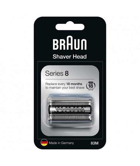 Braun Series 8 Cassette De Tete De Rechange Pour Rasoir Électrique Argentée, 83M