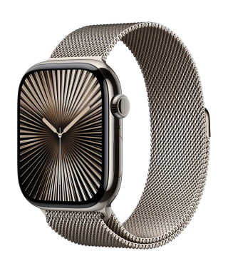 Apple Watch Series 10 GPS + Cellular - 46mm - Boîtier Natural Titanium - Bracelet Natural Milanese Loop - M/L