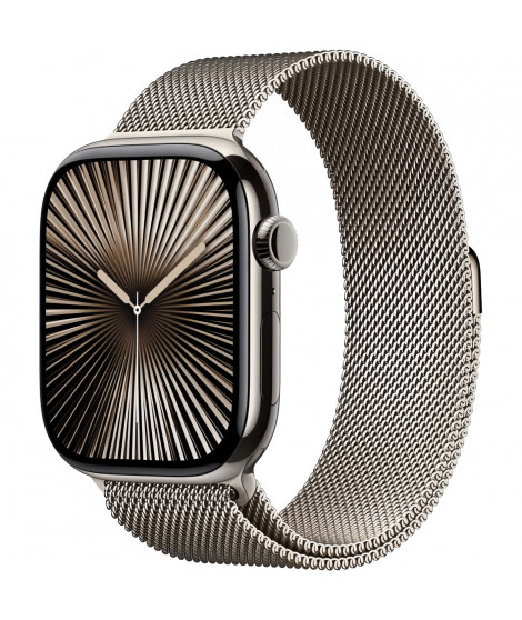 Apple Watch Series 10 GPS + Cellular - 46mm - Boîtier Natural Titanium - Bracelet Natural Milanese Loop - M/L