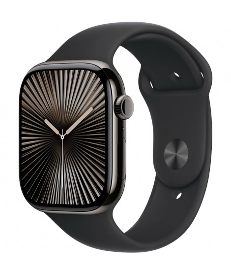 Apple Watch Series 10 GPS + Cellular - 46mm - Boîtier Slate Titanium - Bracelet Black Sport Band - S/M
