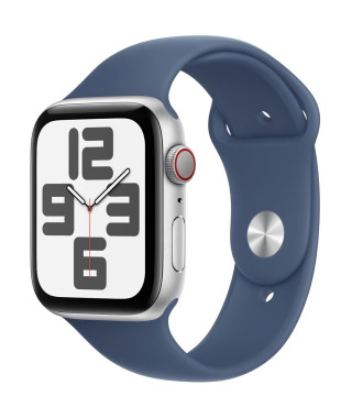 Apple Watch SE GPS + Cellular - 44mm - Boîtier Silver Aluminium - Bracelet Denim Sport Band - M/L