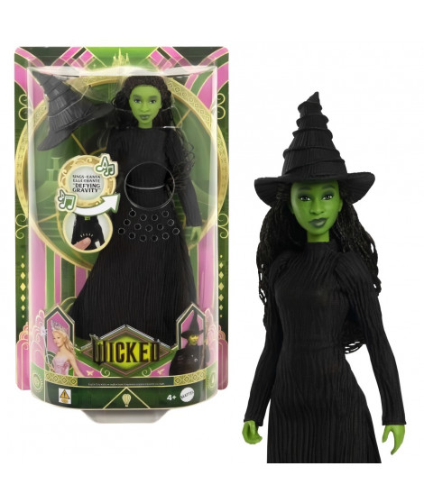 Mattel-Wicked-Poupée Elphaba chantante avec habillages et accessoires - Wicked - HYM40