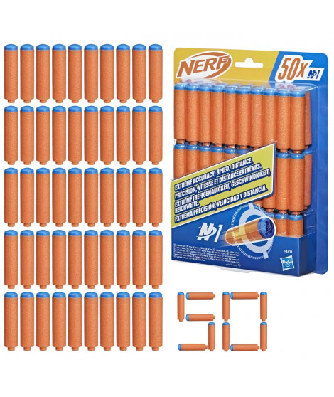 Nerf N Series Recharge de 50 fléchettes N1, Fléchettes en mousse compatibles avec les blasters Nerf N Series, Jouet pour enfa…