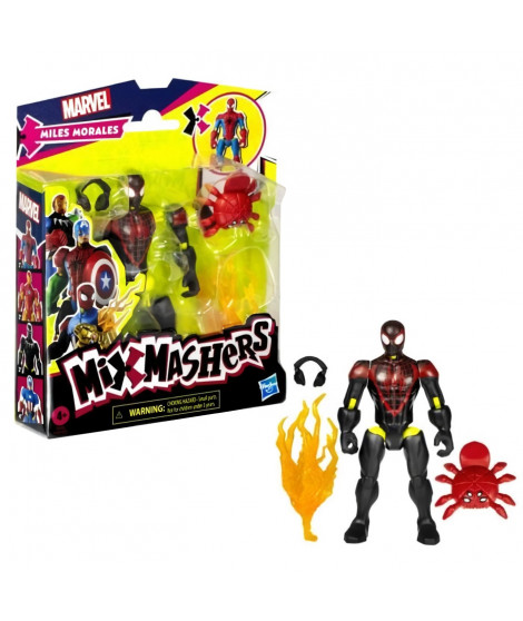 MixMashers Miles Morales, figurine personnalisable a mélanger et combiner avec accessoires, Marvel, Des 4 ans