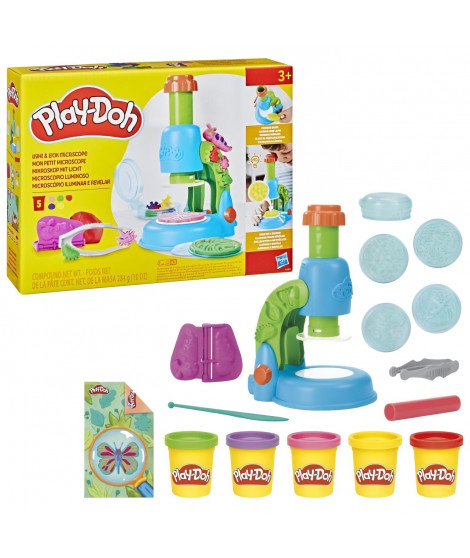 Play-Doh Mon petit microscope, pâte a modeler, 9 accessoires et 5 couleurs, des 3 ans