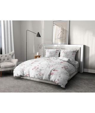 Parure de couette 220x240 cm HOME LINGE PASSION POMPADOUR : Housse de couette + 2 taies d'oreiller - 100% Coton 57 Fils - Bla…