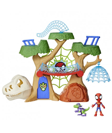 Spidey Coffret Dino-Webs base forestiere, Figurines de super-héros et accessoires, des 3 Ans, Spidey et Ses Ami