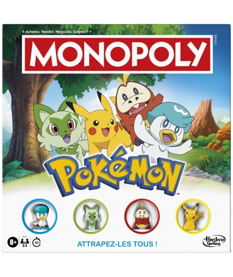 Monopoly Pokémon, jeu de société de plateau, 2 a 4 joueurs, jeux pour enfants et fans de Pokémon, env. 45 minutes, des 8 ans